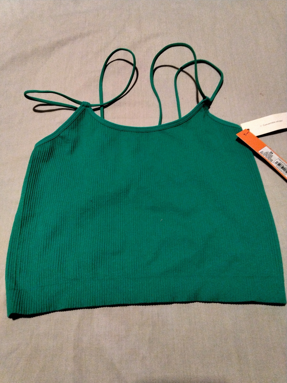 Target Green Ribbed Double-Strap Cropped Camisole